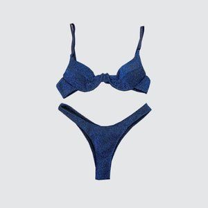 [NWOT] Luxsea Swimwear Glitter Push-up Crystal Bikini - Blue